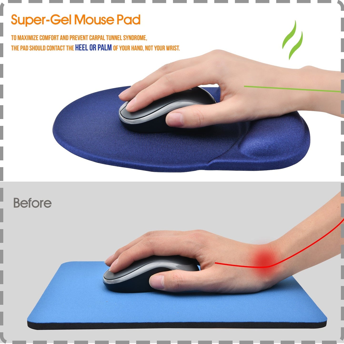 Tapis de souris DAC® MP-123 Super-Gel « Racetrack » avec support de paume, bleu