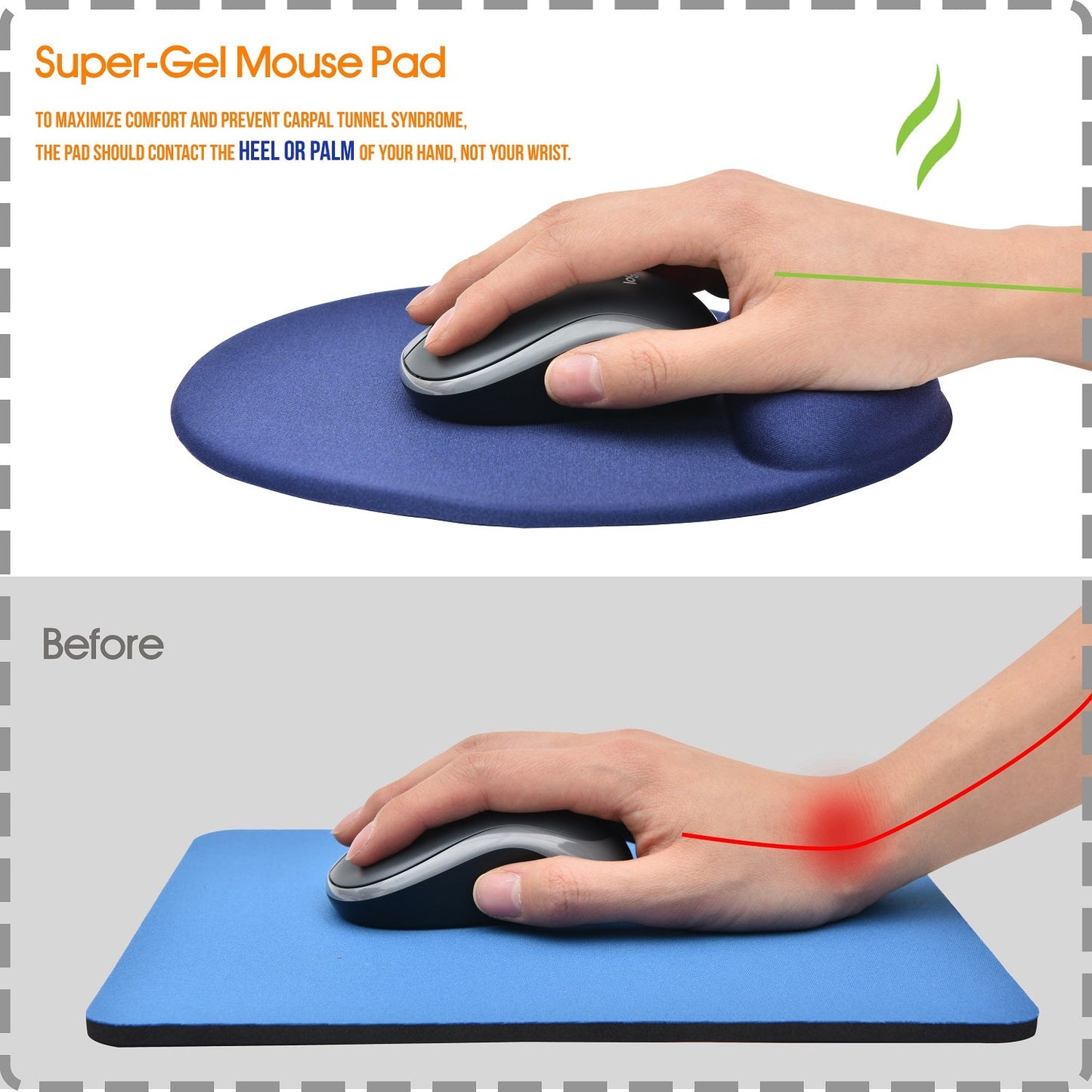 Tapis de souris DAC® MP-127 Super-Gel « Mini Round » avec support de paume, bleu