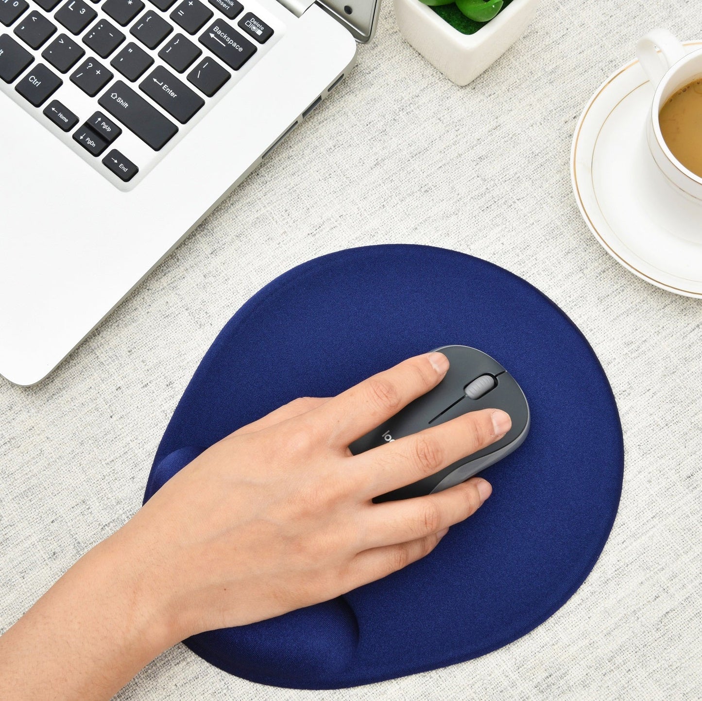Tapis de souris DAC® MP-127 Super-Gel « Mini Round » avec support de paume, bleu