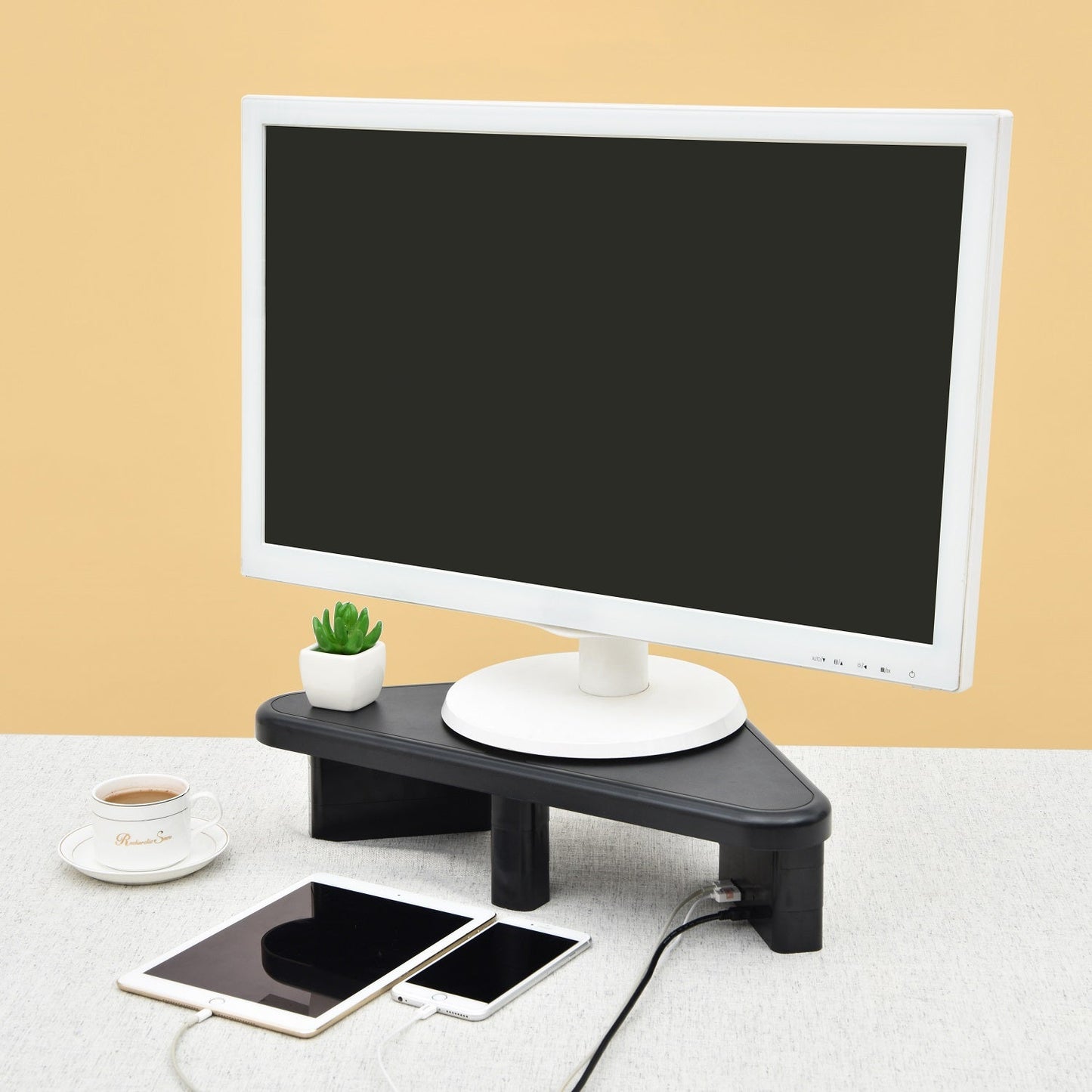 DAC® Stax MP-214 Support d'angle réglable en hauteur pour moniteur/ordinateur portable avec 2 ports USB, noir