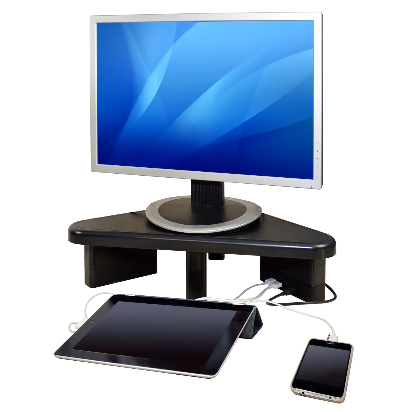 DAC® Stax MP-214 Support d'angle réglable en hauteur pour moniteur/ordinateur portable avec 2 ports USB, noir