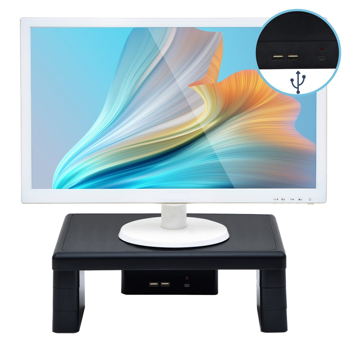 DAC® Stax MP-213 Support pour moniteur/ordinateur portable réglable en hauteur avec 2 ports USB, noir