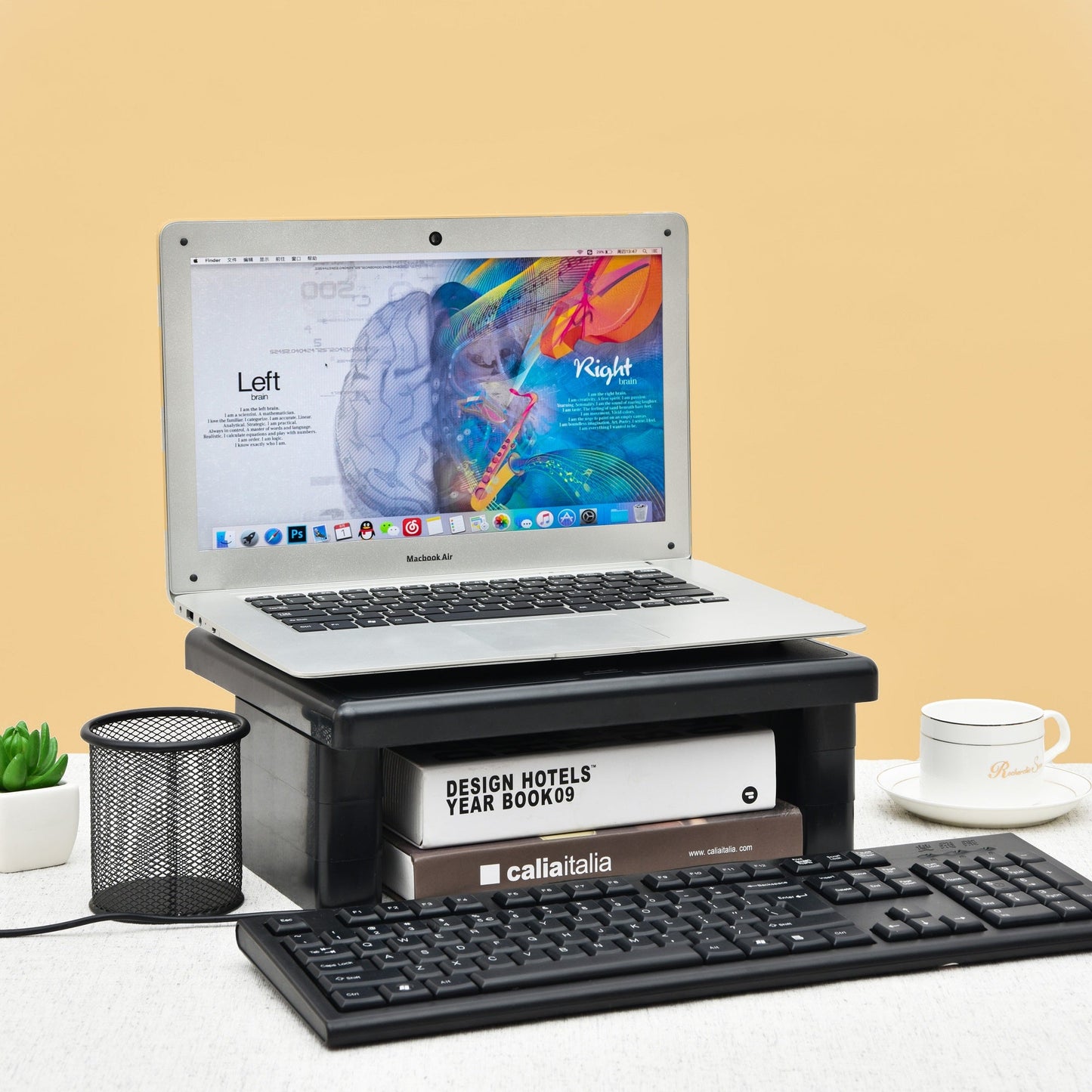 DAC® Stax MP-107x2 Support ergonomique pour moniteur/ordinateur portable, réglable en hauteur, noir, paquet de 2