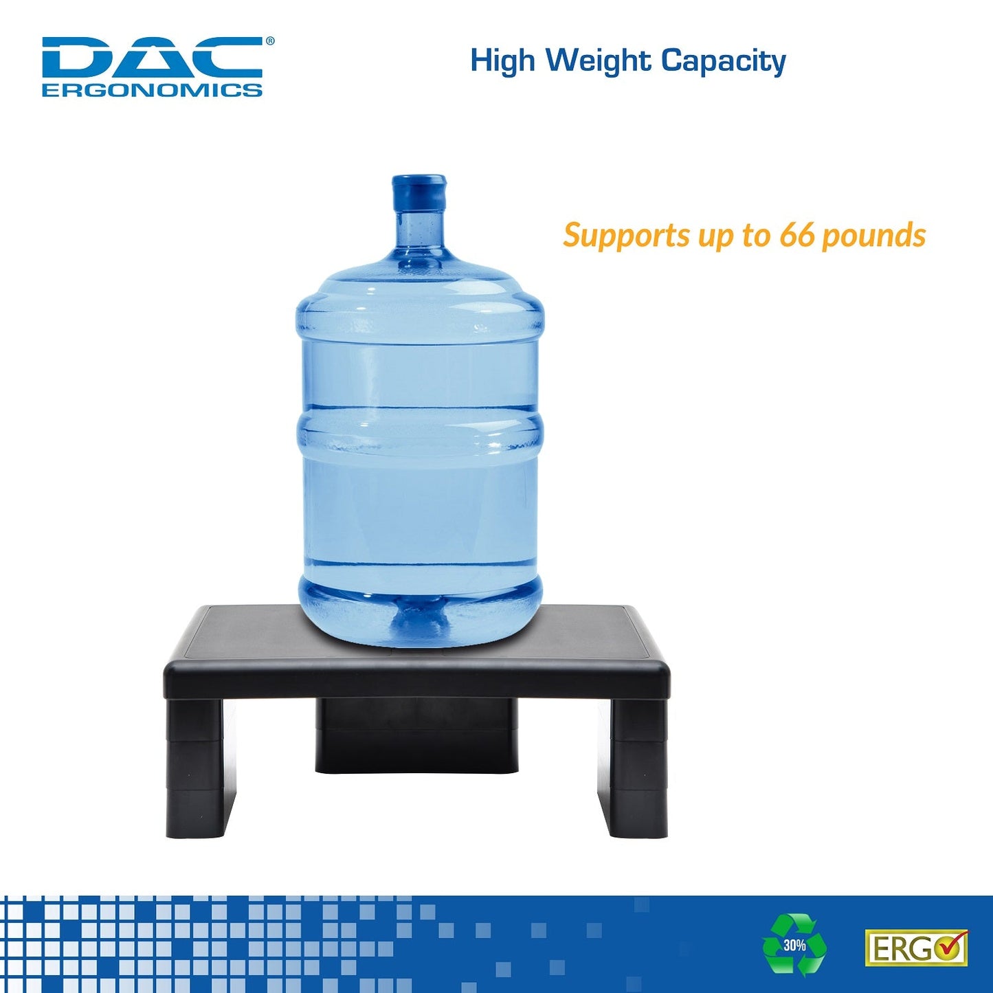 DAC® Stax MP-107 Support ergonomique pour moniteur/ordinateur portable, réglable en hauteur, noir