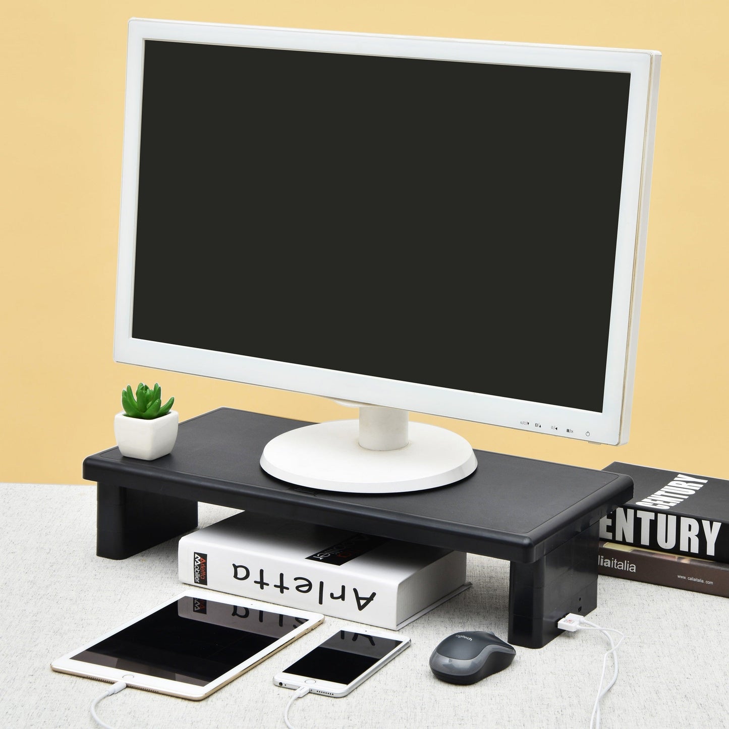 DAC® Stax MP-212 Support pour écran/ordinateur portable ultra-large réglable en hauteur avec 2 ports USB, noir