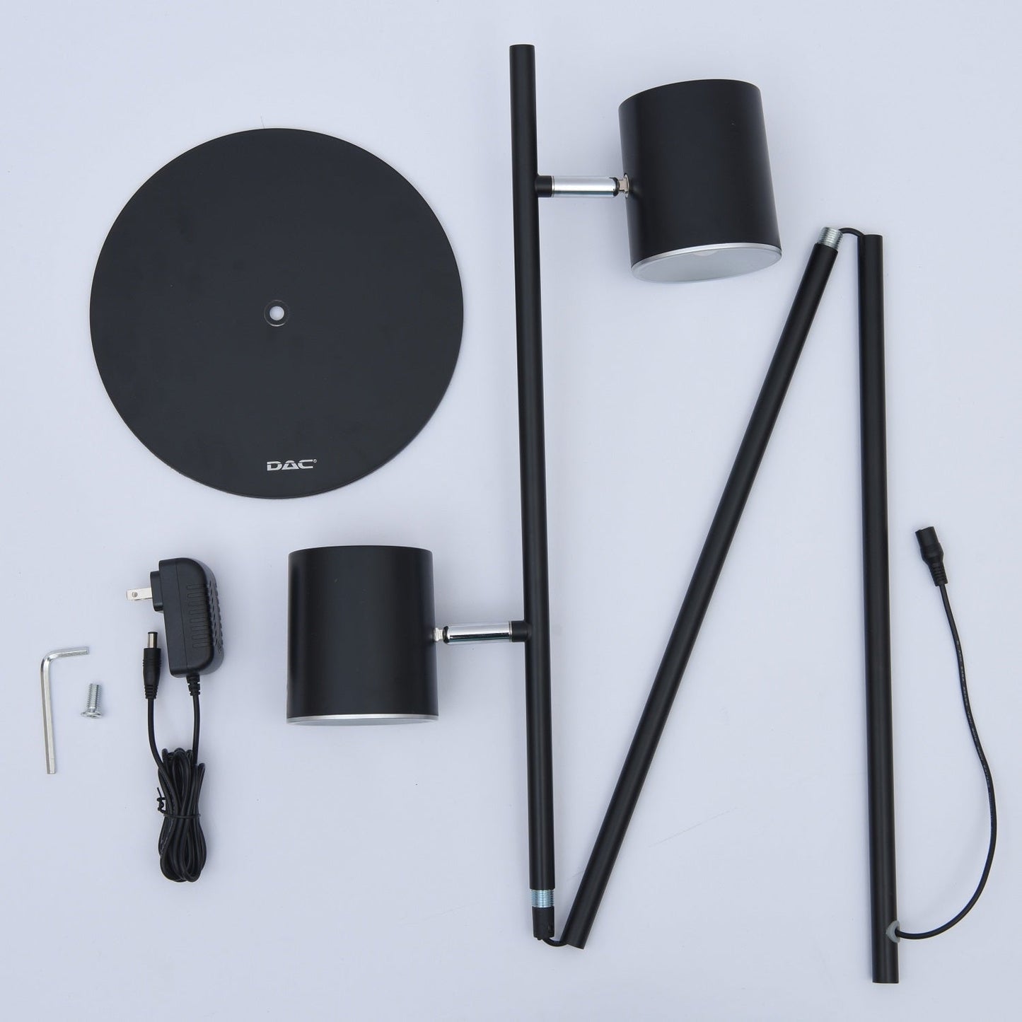 Lampadaire LED en métal DAC® MP-322 avec deux têtes rotatives à 340 ° - Noir