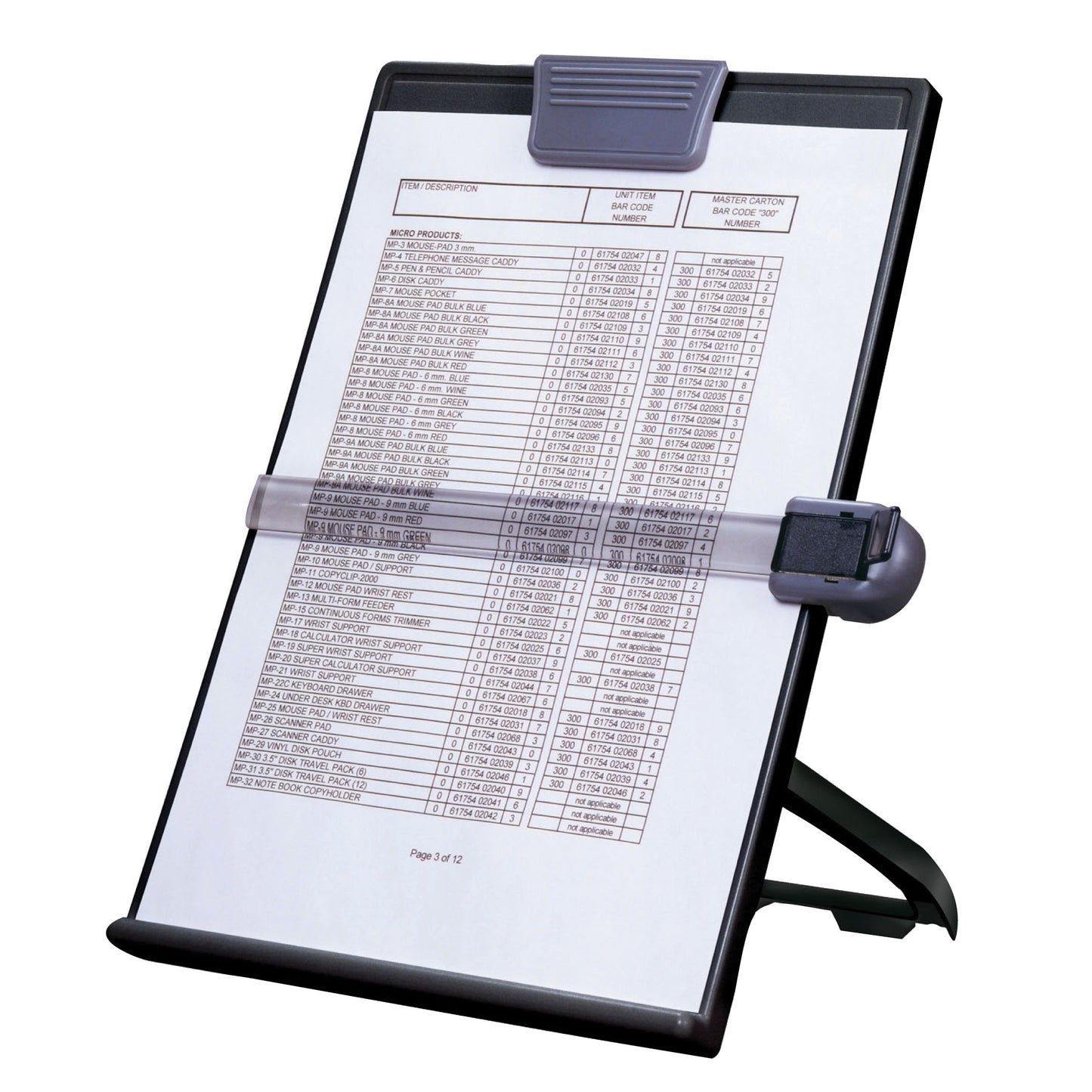DAC® EH-17004-BLK Porte-copie chevalet Euroholder, noir