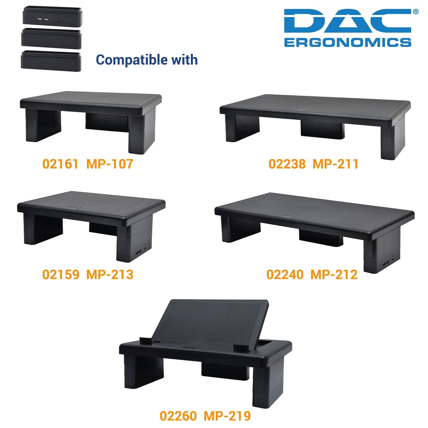 Kit de bloc de montage pour moniteur DAC® Stax MP-232 avec 2 ports de chargement USB