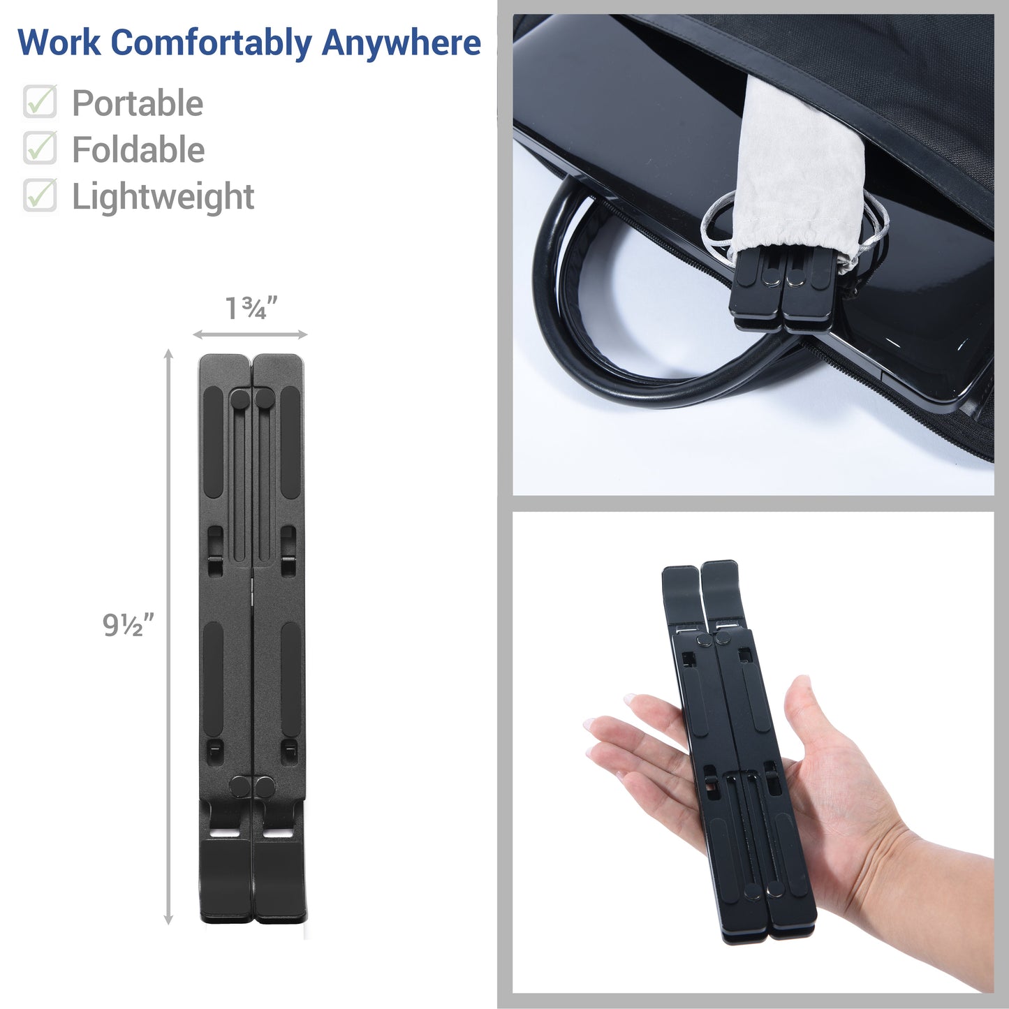 DAC® MP-222 Support portable et réglable pour ordinateur portable/tablette, noir
