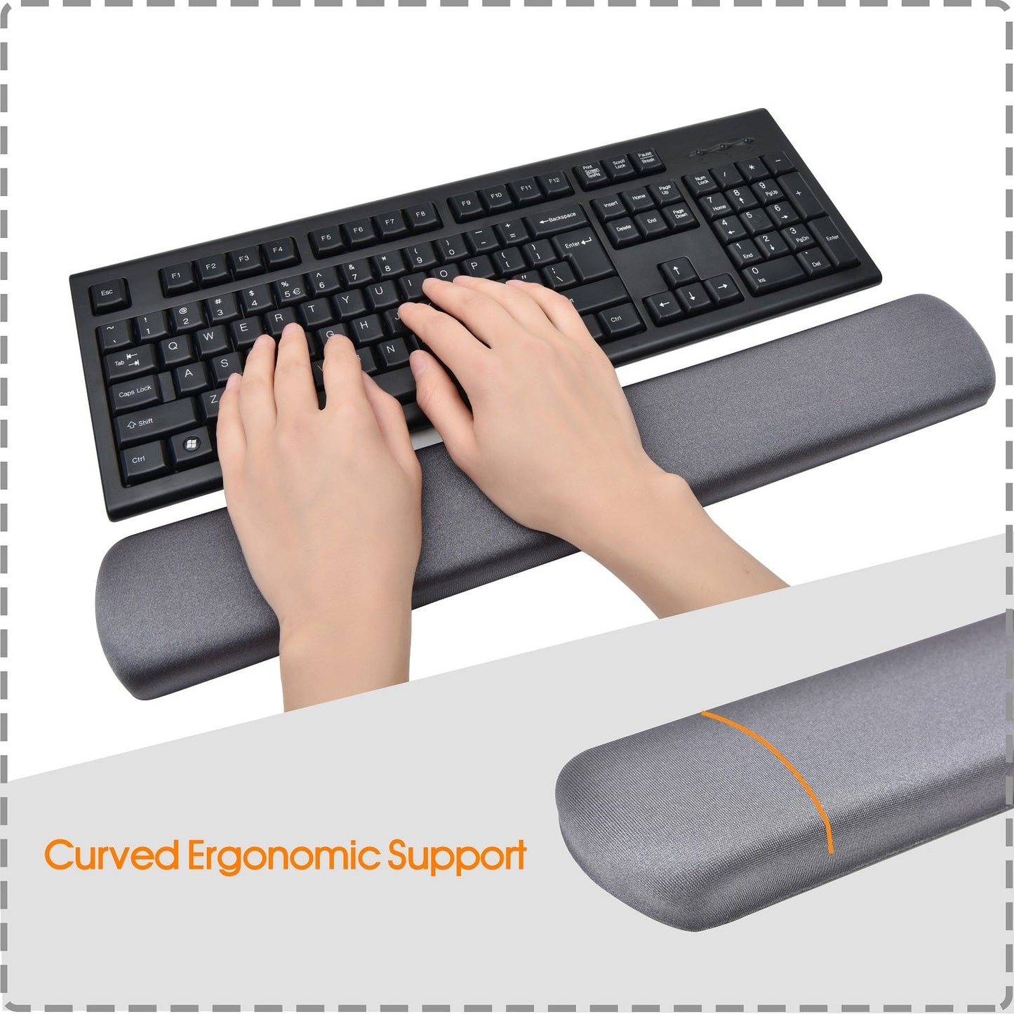 Support de paume pour clavier à bord droit Super-Gel DAC® MP-114, gris