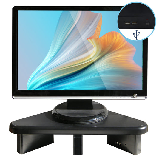 DAC® Stax MP-214 Support d'angle réglable en hauteur pour moniteur/ordinateur portable avec 2 ports USB, noir