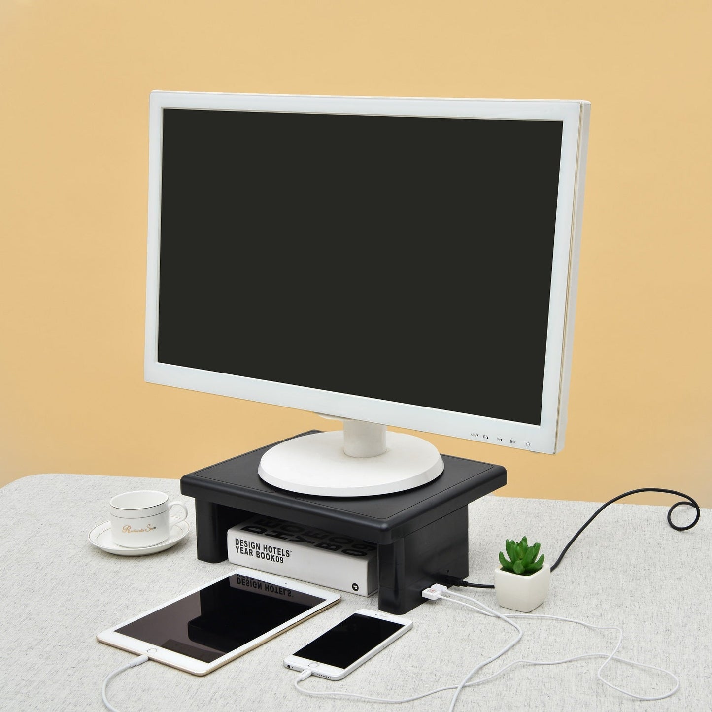 DAC® Stax MP-213 Support pour moniteur/ordinateur portable réglable en hauteur avec 2 ports USB, noir