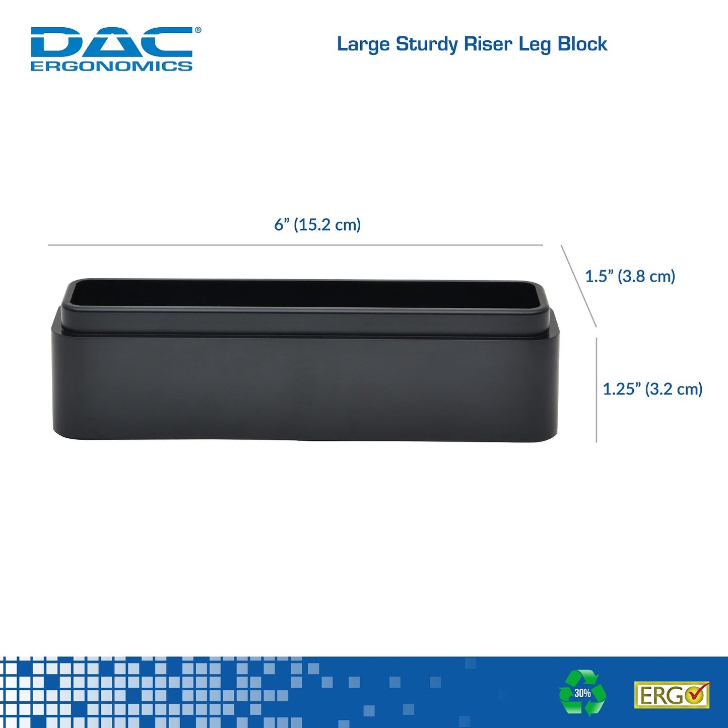 DAC® Stax MP-216 Ergonomic Height-Adjustable Monitor/Laptop Riser Blocks Kit, Black