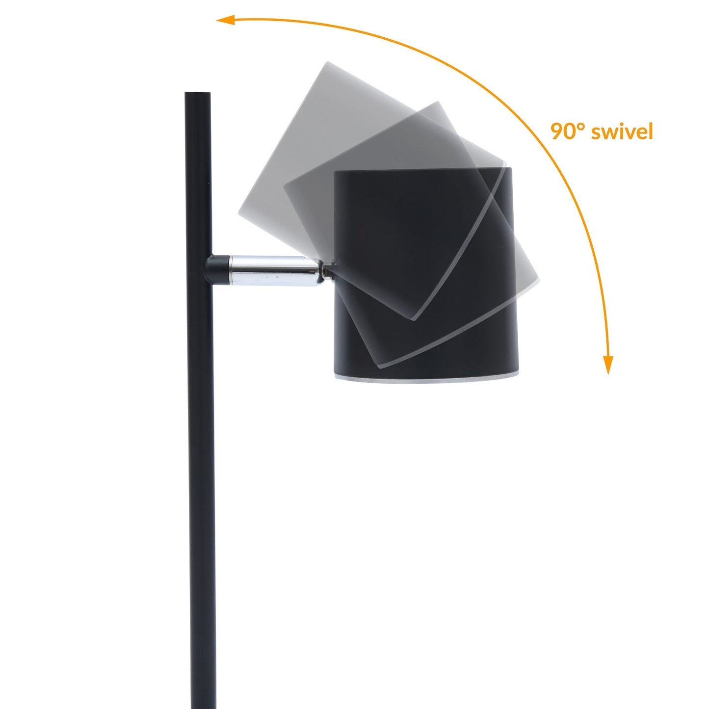 Lampadaire LED en métal DAC® MP-322 avec deux têtes rotatives à 340 ° - Noir