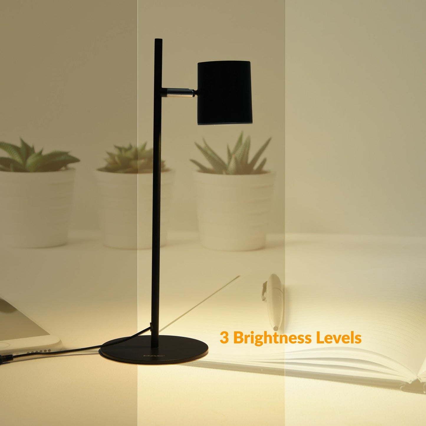 Lampe de bureau LED en métal DAC® MP-321 avec tête rotative à 340°, noire