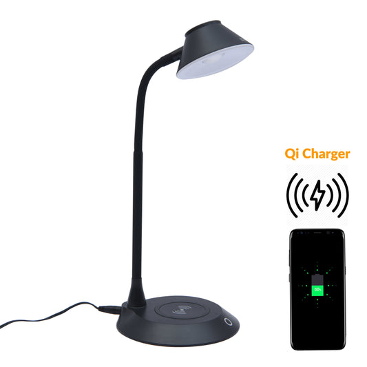 Lampe de bureau LED DAC® MP-323 avec chargeur sans fil, noir