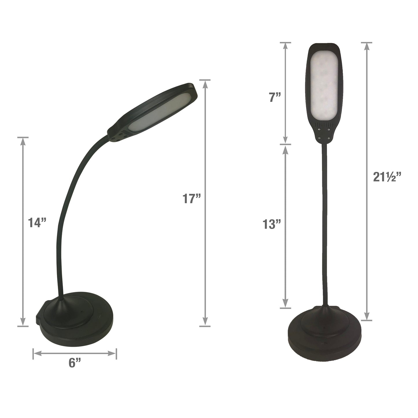 DAC® MP-352 Lampe de bureau/lampe de table LED réglable avec port de chargement USB, noir