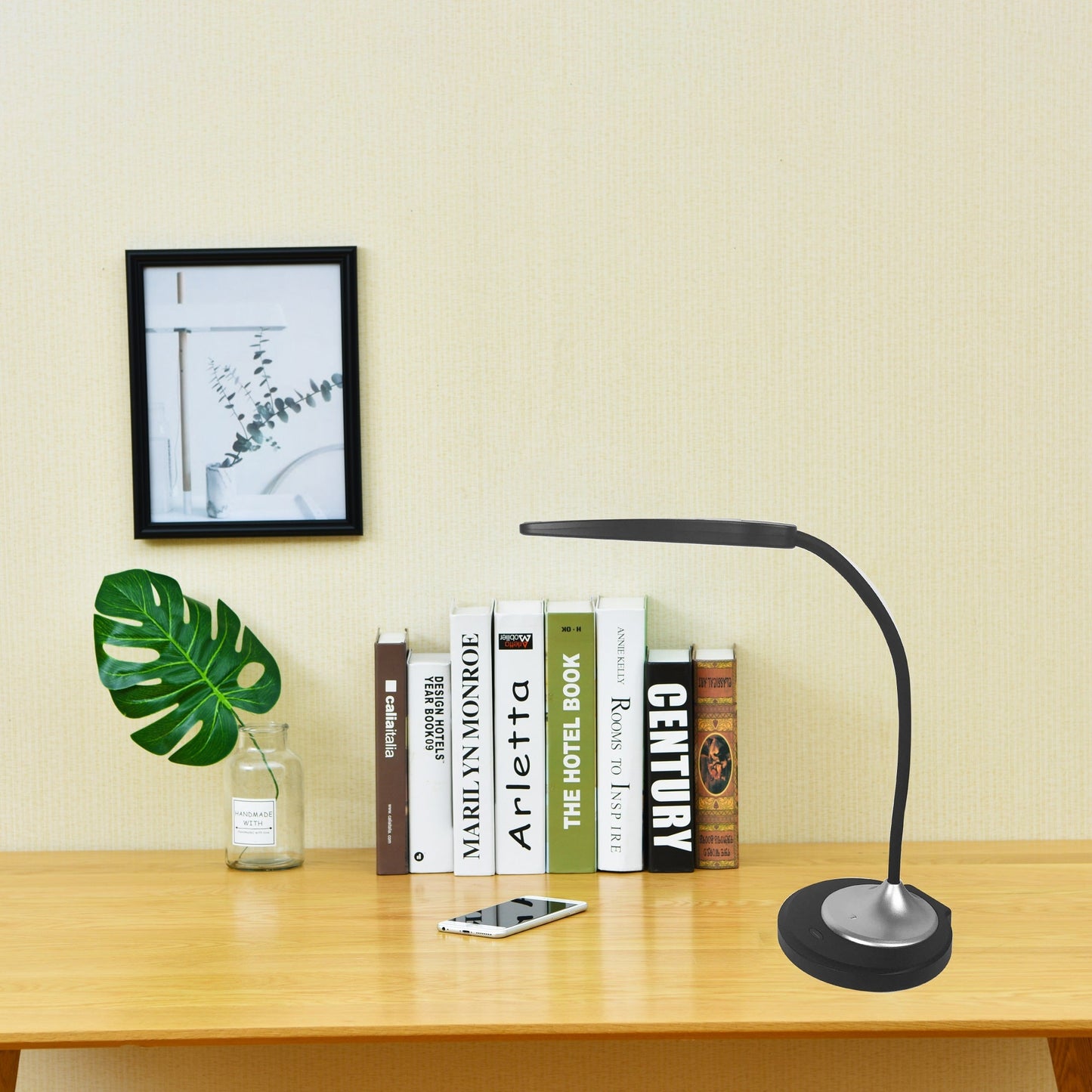 DAC® MP-354 Lampe de bureau/lampe de table LED réglable avec port de chargement USB, argent et noir