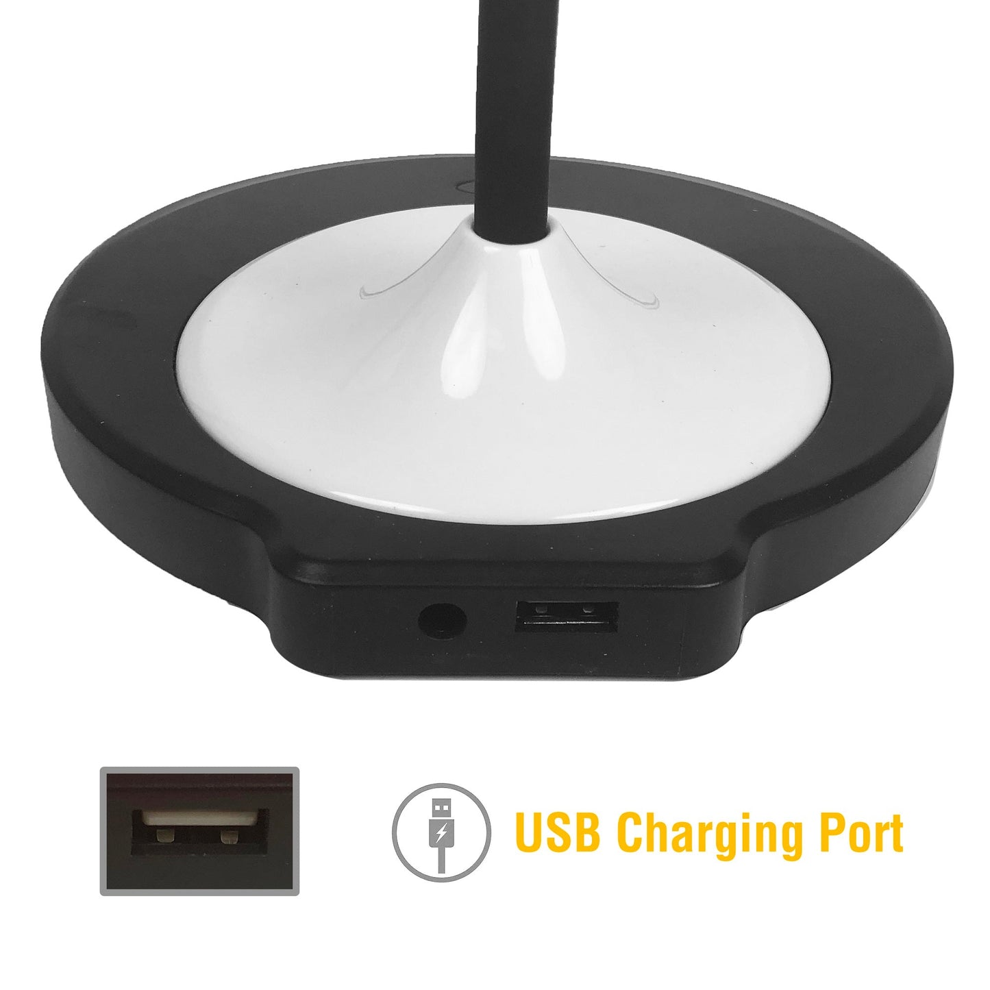 DAC® MP-356 Lampe de bureau/lampe de table LED réglable avec port de chargement USB, blanc et noir