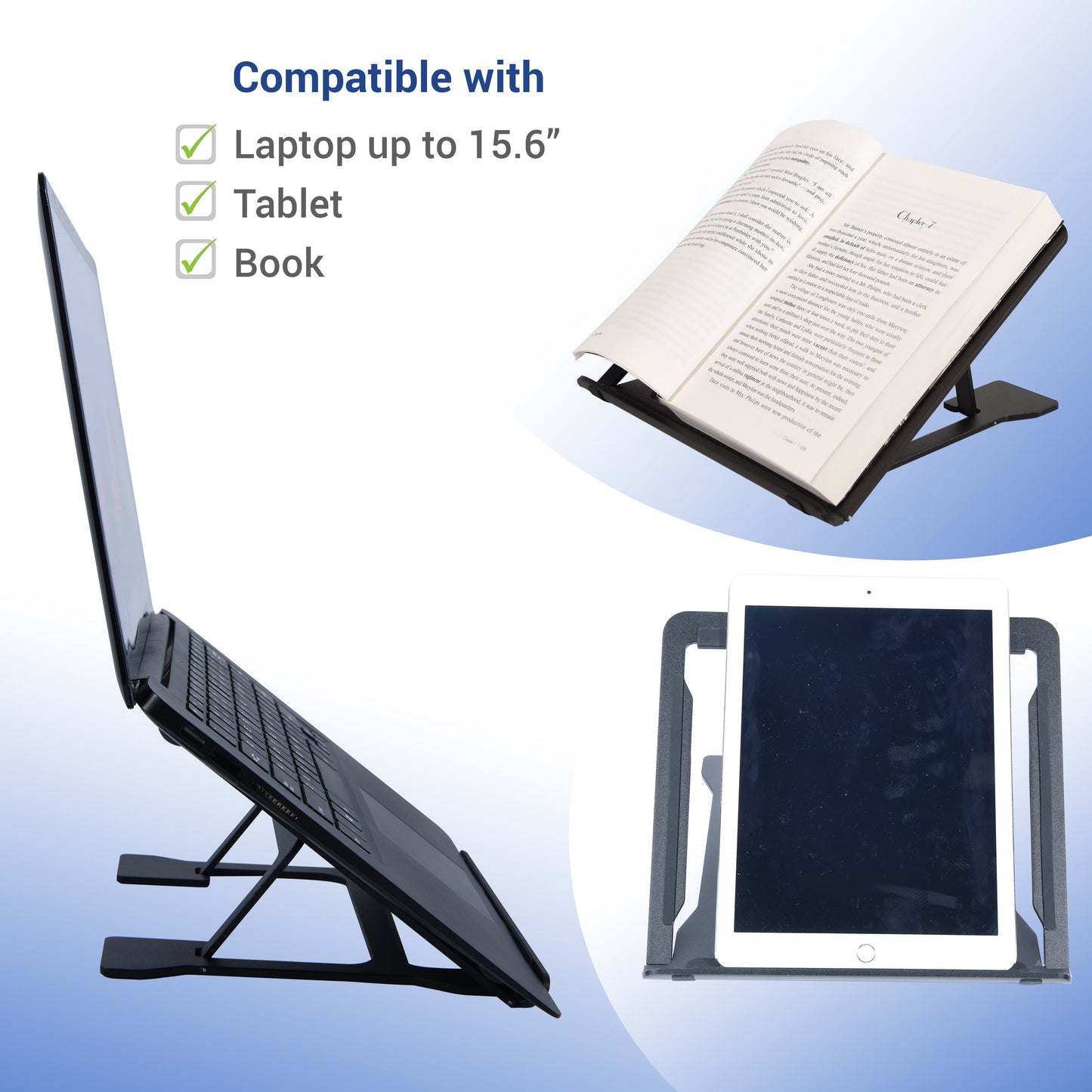 Support pour ordinateur portable DAC® MP-224 avec 6 niveaux de hauteur, noir